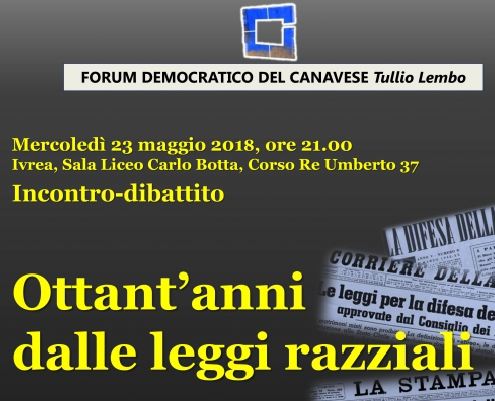 Incontro Forum Democratico del Canavese – Ottant’anni dalle leggi razziali