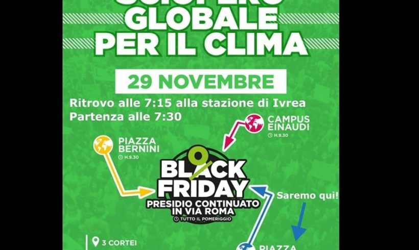 Quarto sciopero globale del clima di venerdì 29 novembre: Fridays for Future Ivrea ci sarà