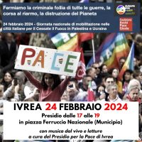 24 febbraio, ore 17 a Ivrea, piazza Ferruccio Nazionale: CESSATE IL FUOCO