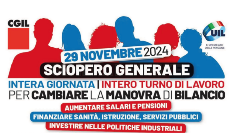 E’ sciopero generale. Venerdì 29 novembre con manifestazioni territoriali