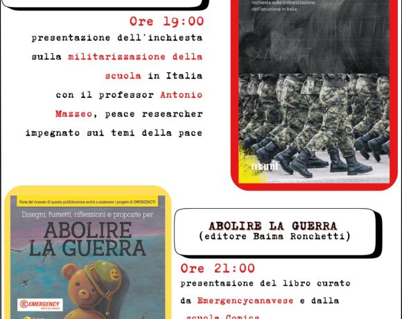 ABOLIRE LA GUERRA: iniziativa di Emergency venerdì 6 dicembre allo ZAC! di Ivrea