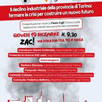 FIOM-CGIL presenta a Ivrea il 19 dicembre la ricerca sulle fabbriche metalmeccaniche dell’Eporediese