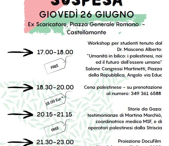 Umanità sospesa, a Castellamonte una giornata per la Palestina Umanità sospesa, a Castellamonte una giornata per la Palestina