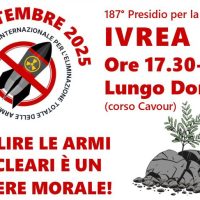 Ivrea per l’abolizione delle armi nucleari. Venerdì 26 settembre evento speciale