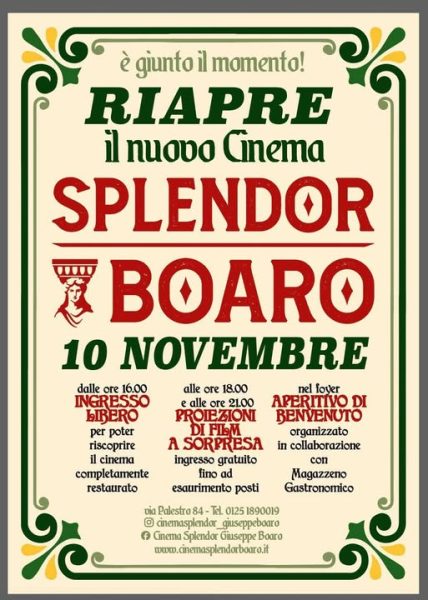 Riapertura Cinema Splendor Boaro