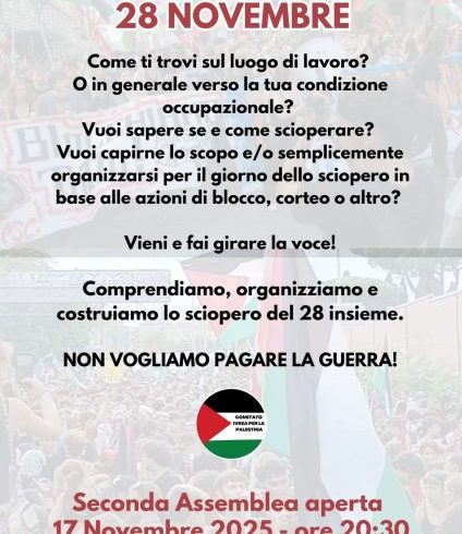Verso lo sciopero del 28 novembre: uniti contro l’economia di guerra Verso lo sciopero del 28 novembre: uniti contro l’economia di guerra