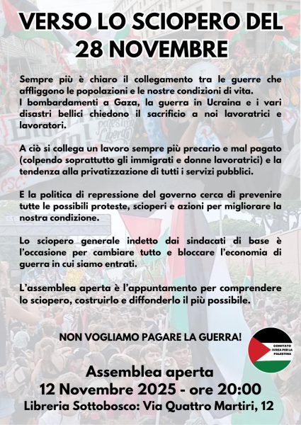 Assemblea aperta verso lo sciopero del 28 novembre