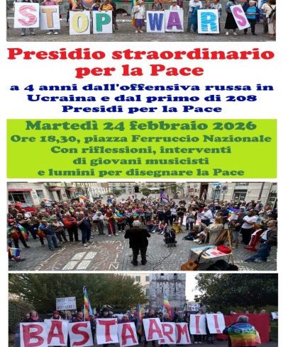 Luci e voci contro la guerra. Martedì 24 febbraio presidio straordinario per la Pace
