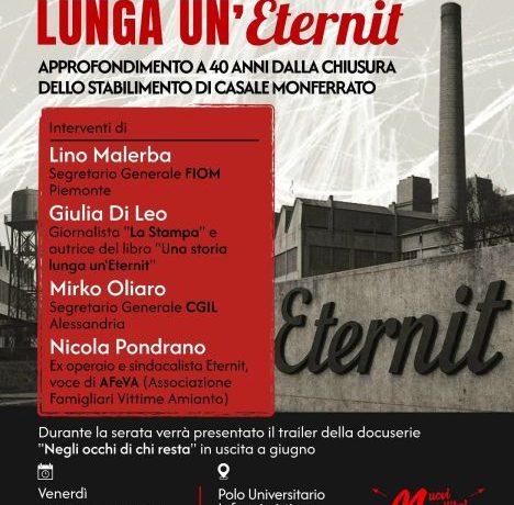 Una storia lunga un’Eternit: a Ivrea un incontro per non dimenticare le vittime dell’amianto