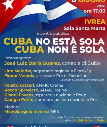«Cuba non è sola»: a Ivrea un incontro pubblico contro il blocco economico e i “tamburi di guerra”