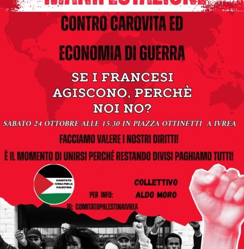 Ivrea in piazza contro guerra, carovita e tagli ai servizi: appuntamento sabato 24 ottobre